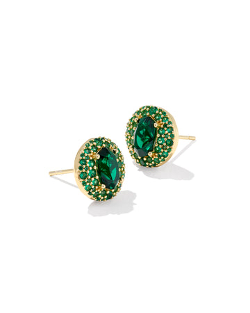 KENDRA SCOTT- Bella Gold Stud Earrings in Green Crystal